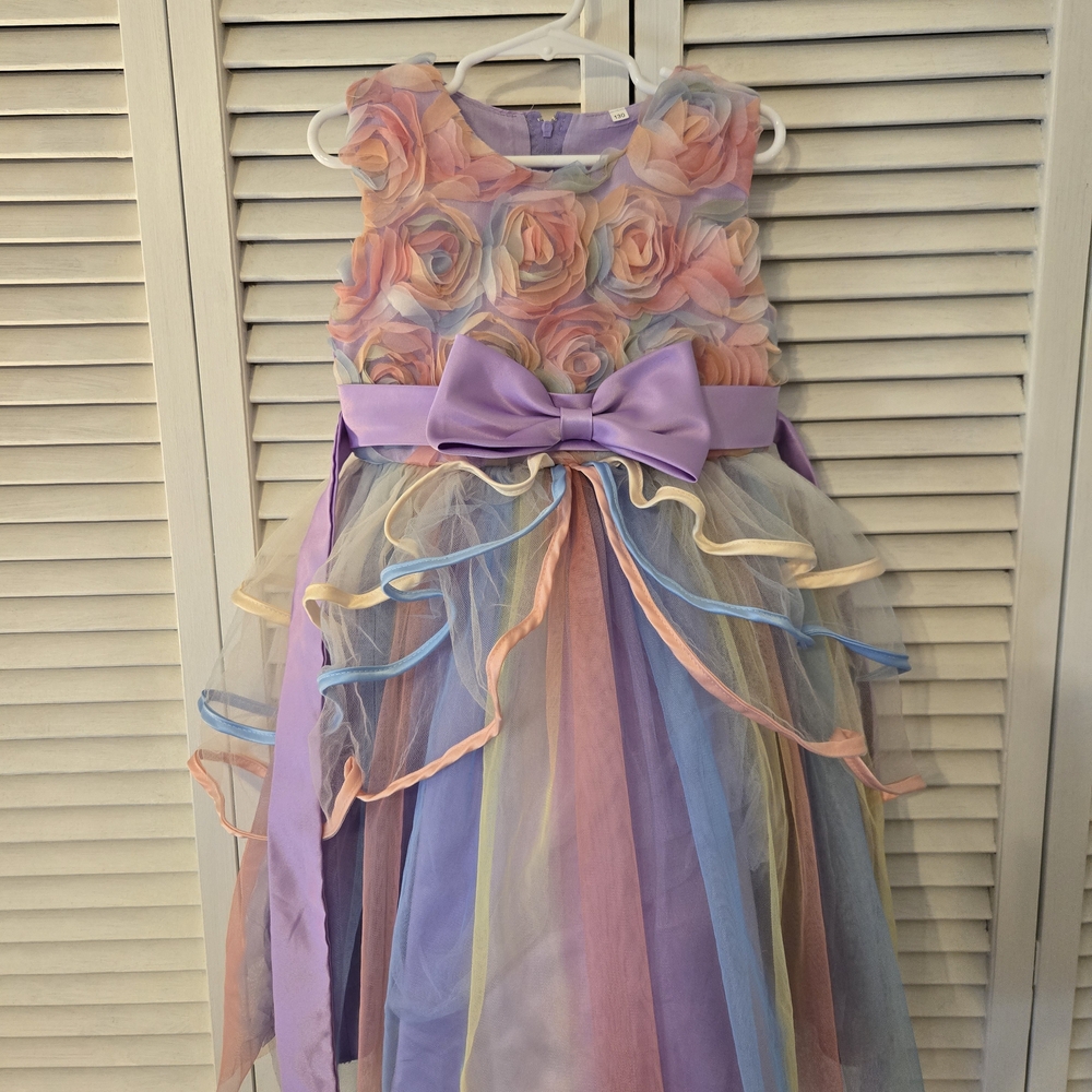Multicolor Floral Dress with Bow
